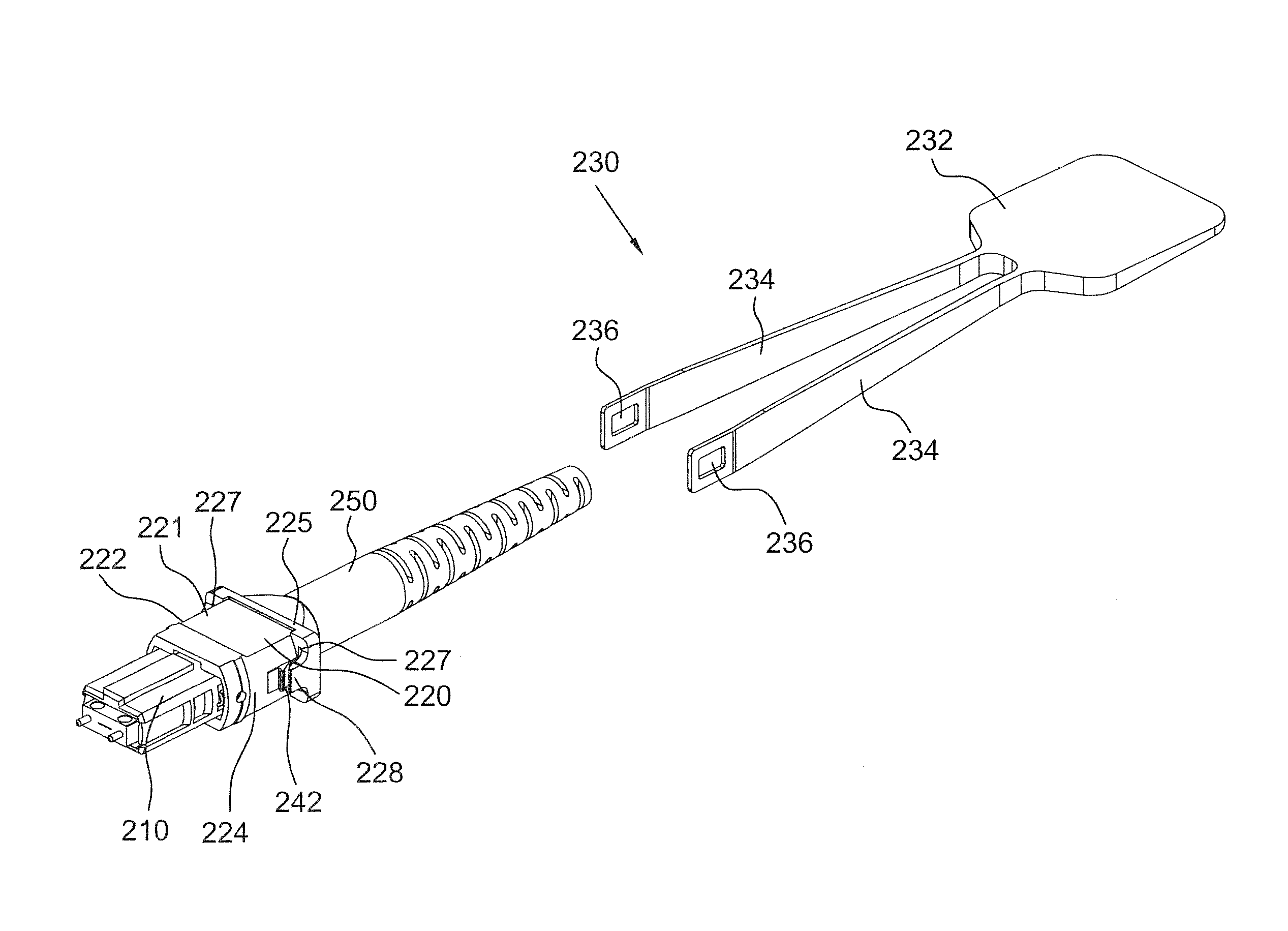 Optical fiber connector with handling member