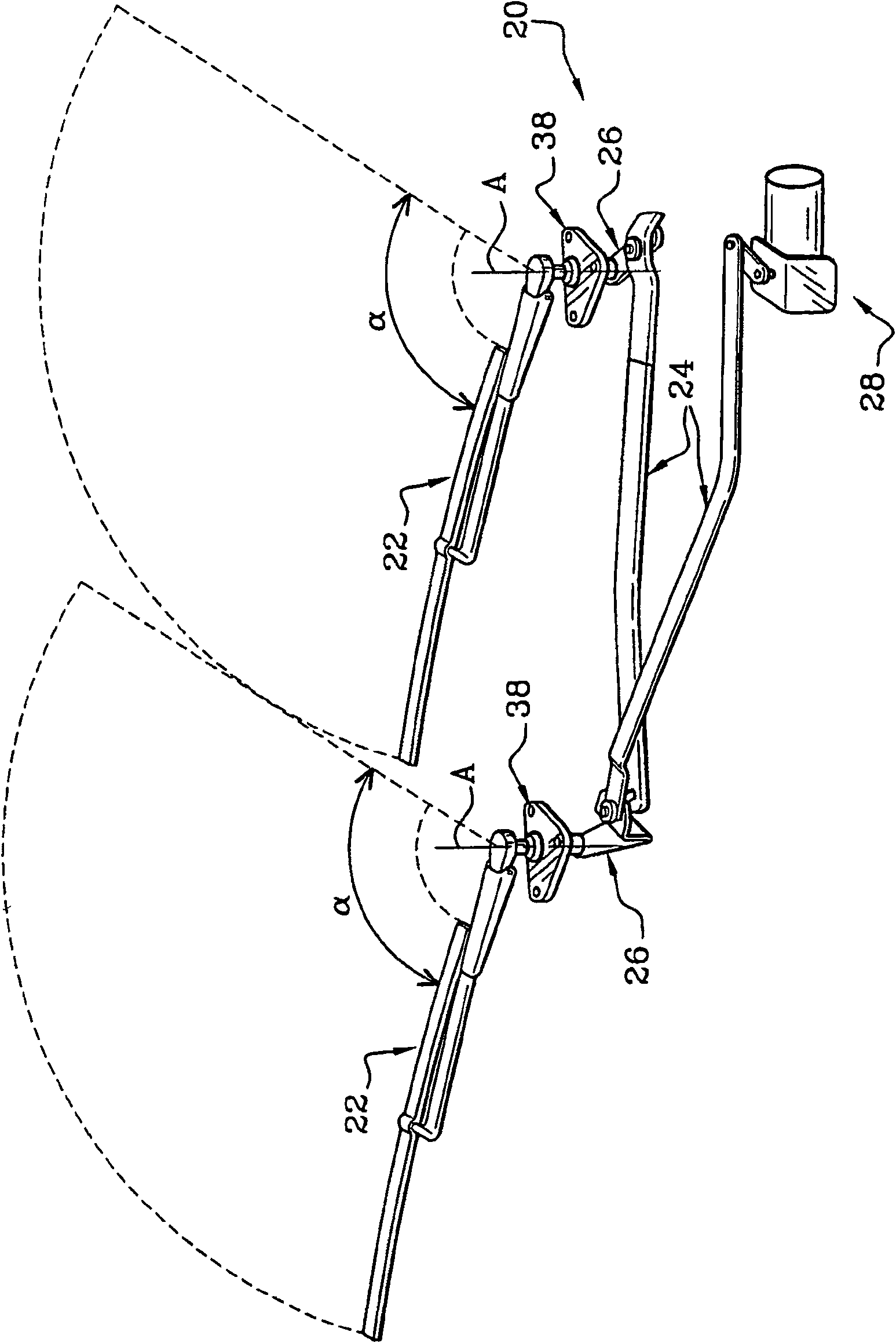 Method for adjusting the angular travel of a wiper mechanism by modifying the length of a crank, and crank comprising a deformable section