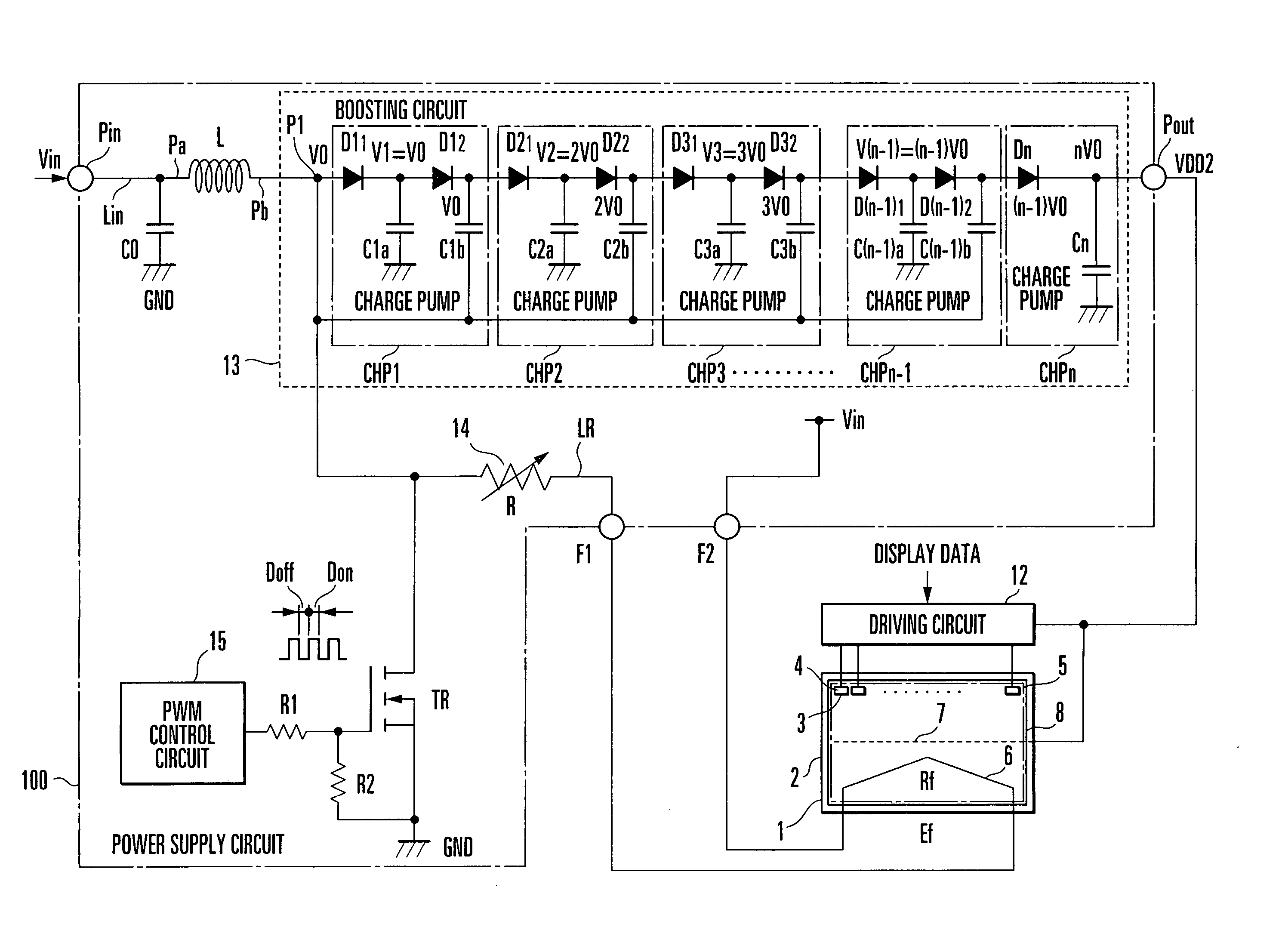 Power supply circuit for vacuum fluorescent display