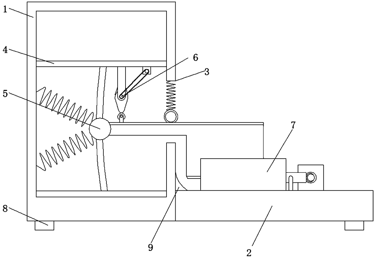 Meat chopping device with working area increased based on elastic effect