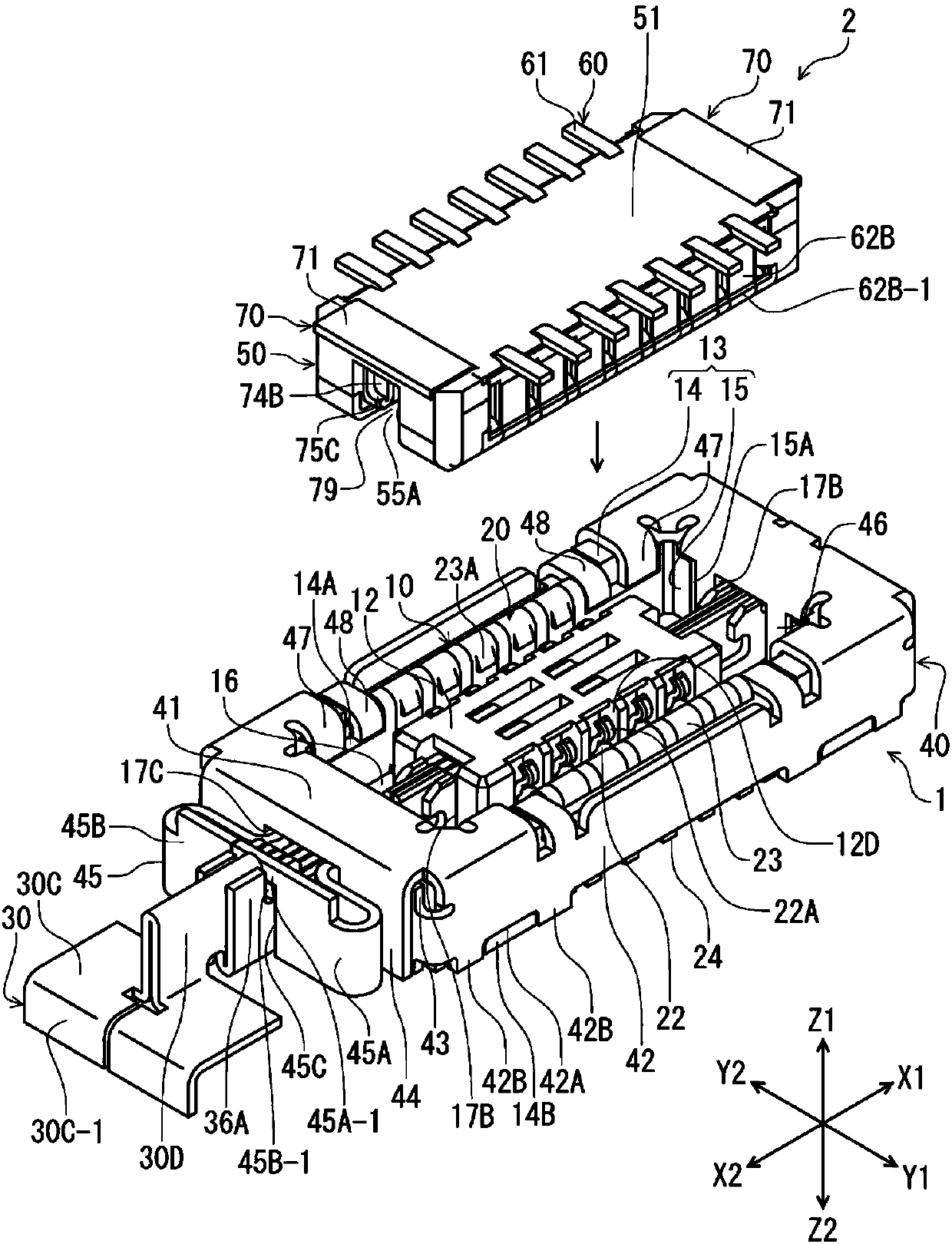 Electric connector and electric connector assembling body