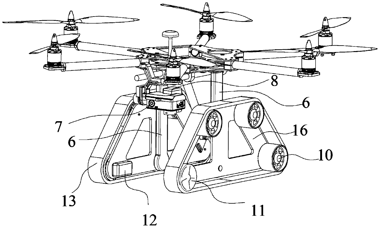 Unmanned aerial vehicle capable of moving on slope