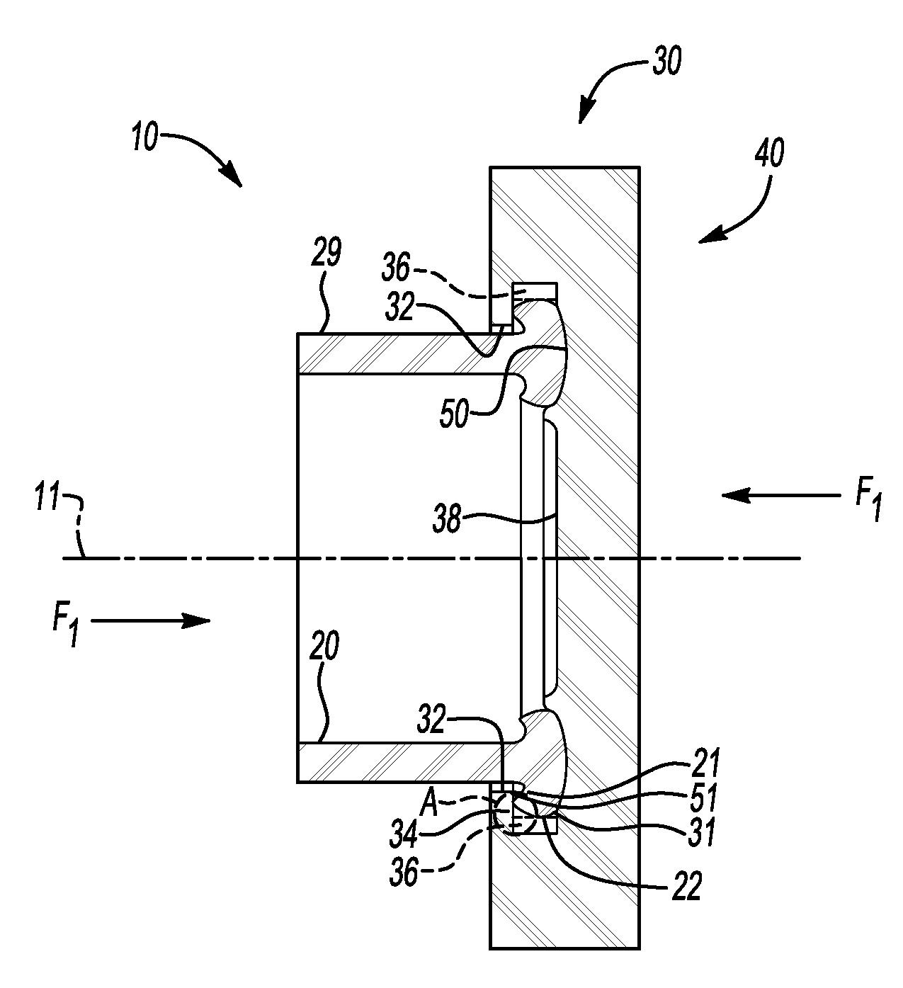 Friction-welded assembly with interlocking feature and method for forming the assembly