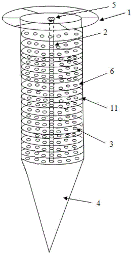 In-situ layering collection device for pore water of cylindrical sediments in shallow water area