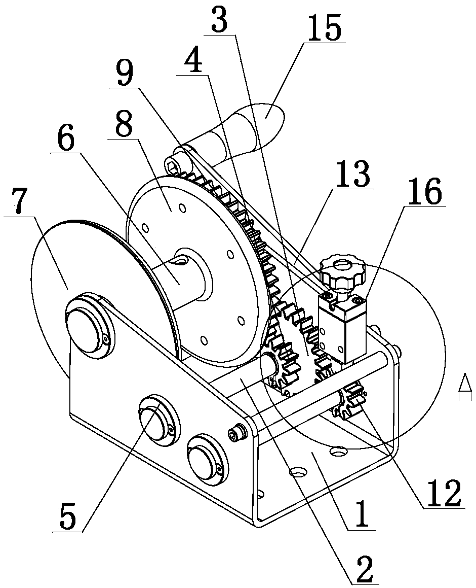 Self locking type PVC coiled material winding device