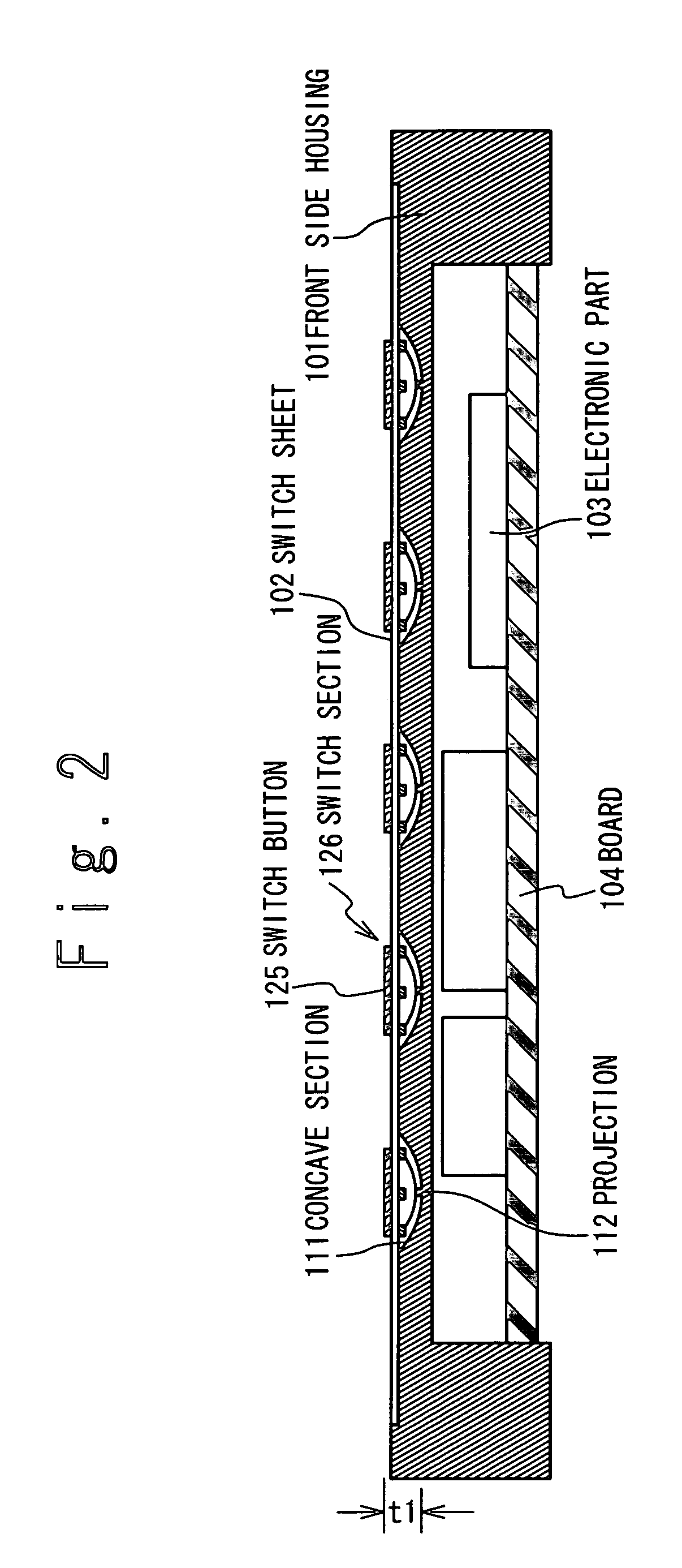 Switch integrated casing and electronic equipment having the casing