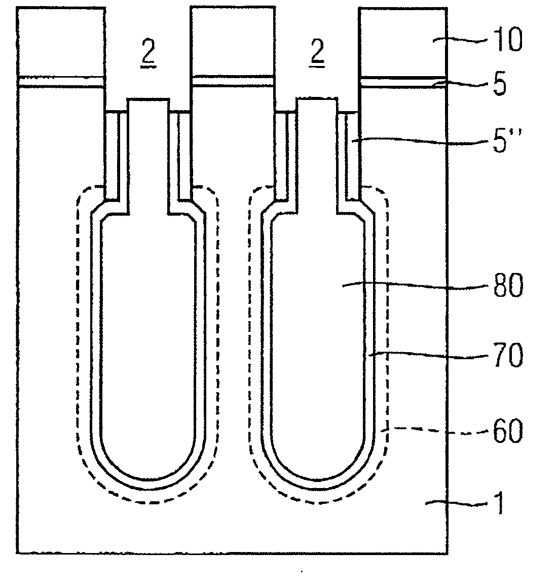 Trench capacitor with insulating collar, and appropriate method of fabrication