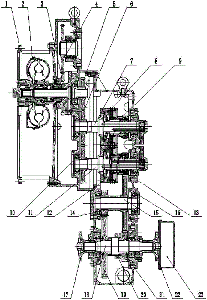 Small loader gearbox with new structure