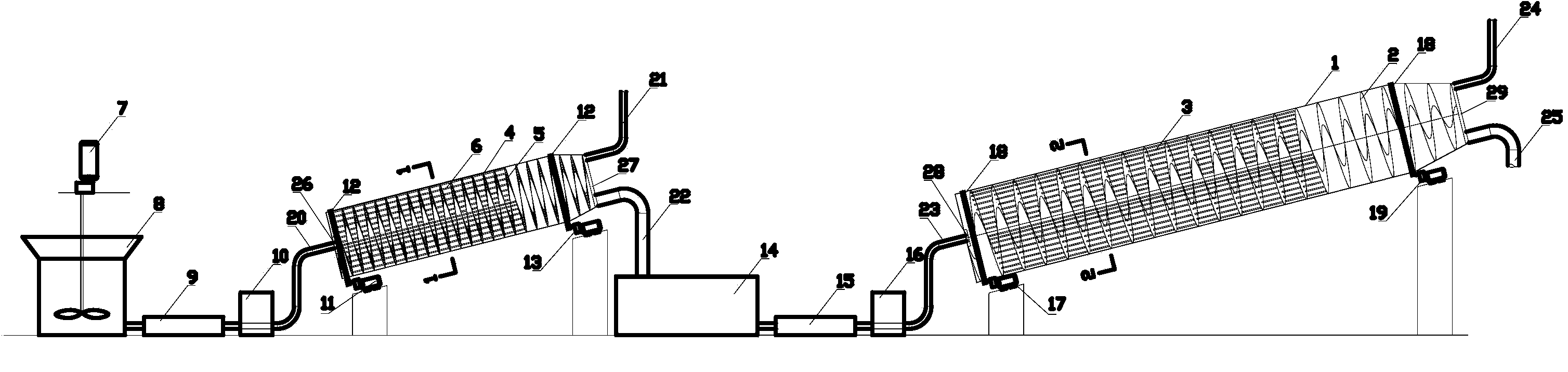 Large external-driven integral horizontal rotary continuous biogas dry fermentation device and method thereof