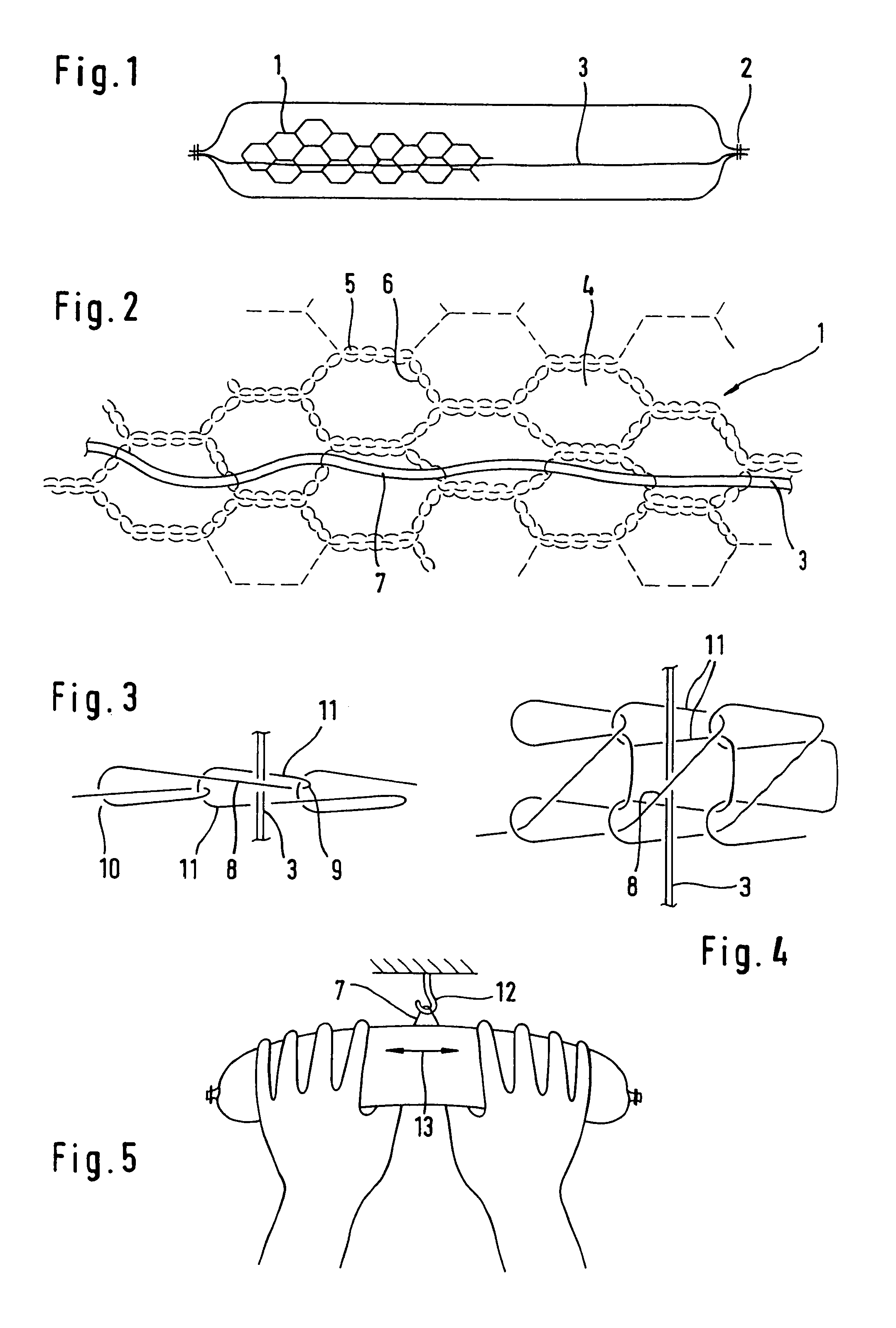 Wrapping net for sausages and method for production thereof