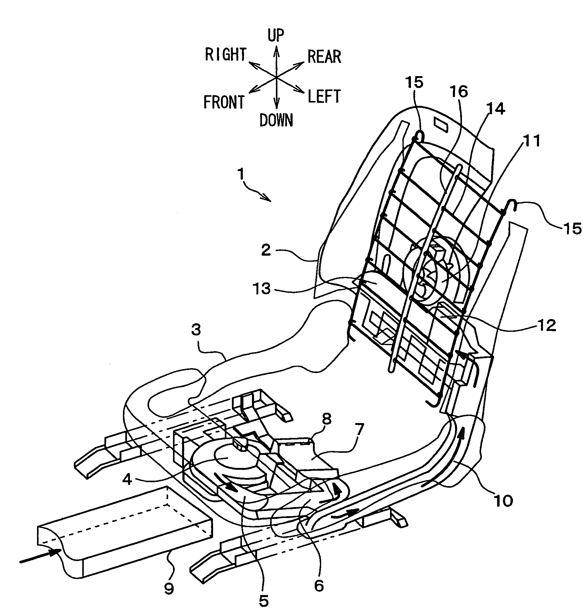 Air conditioning unit for seat