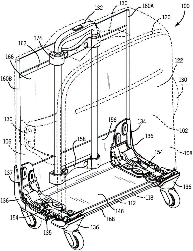 Luggage article with foldable base assembly