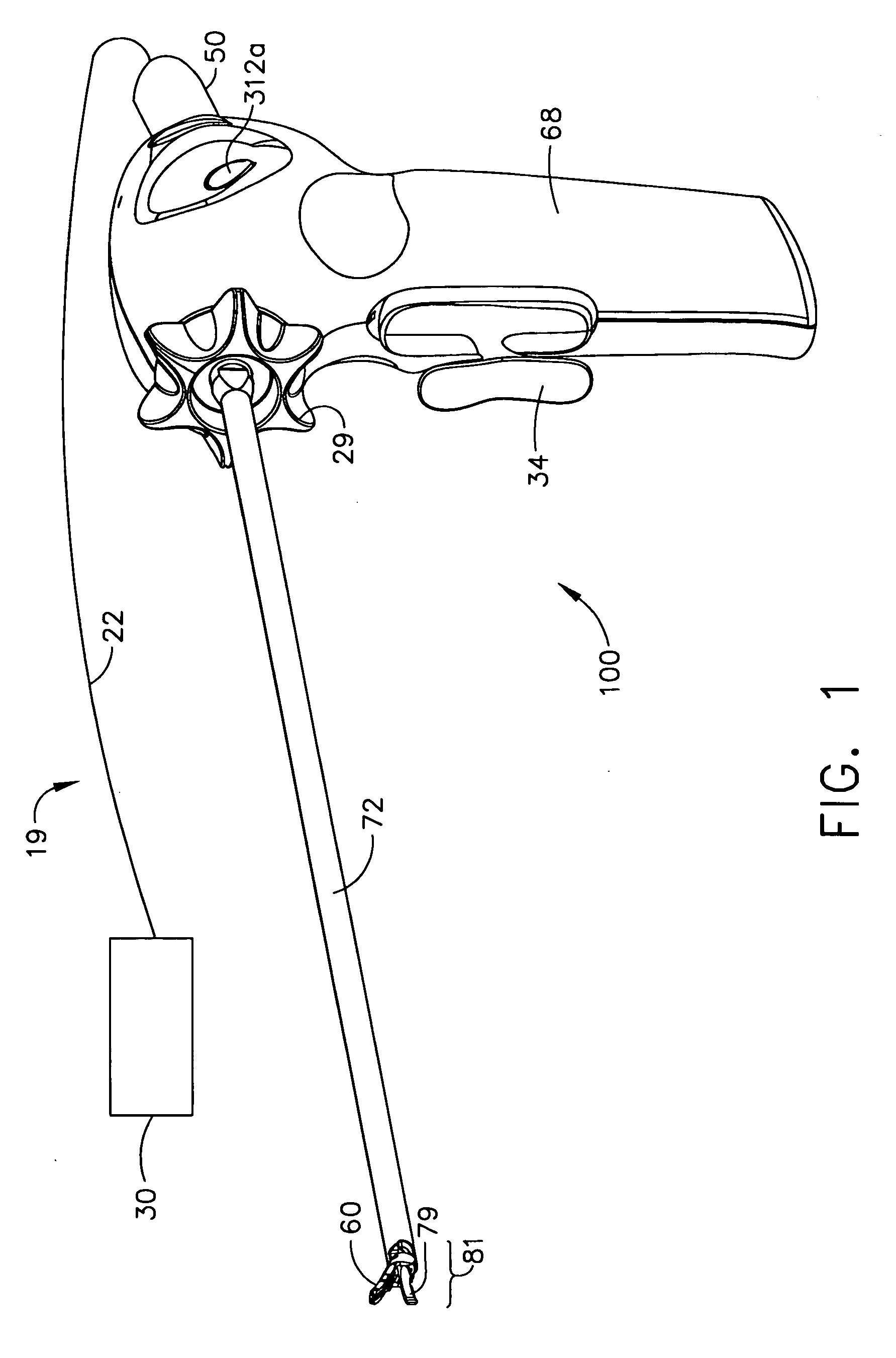 Handle assembly having hand activation for use with an ultrasonic surgical instrument