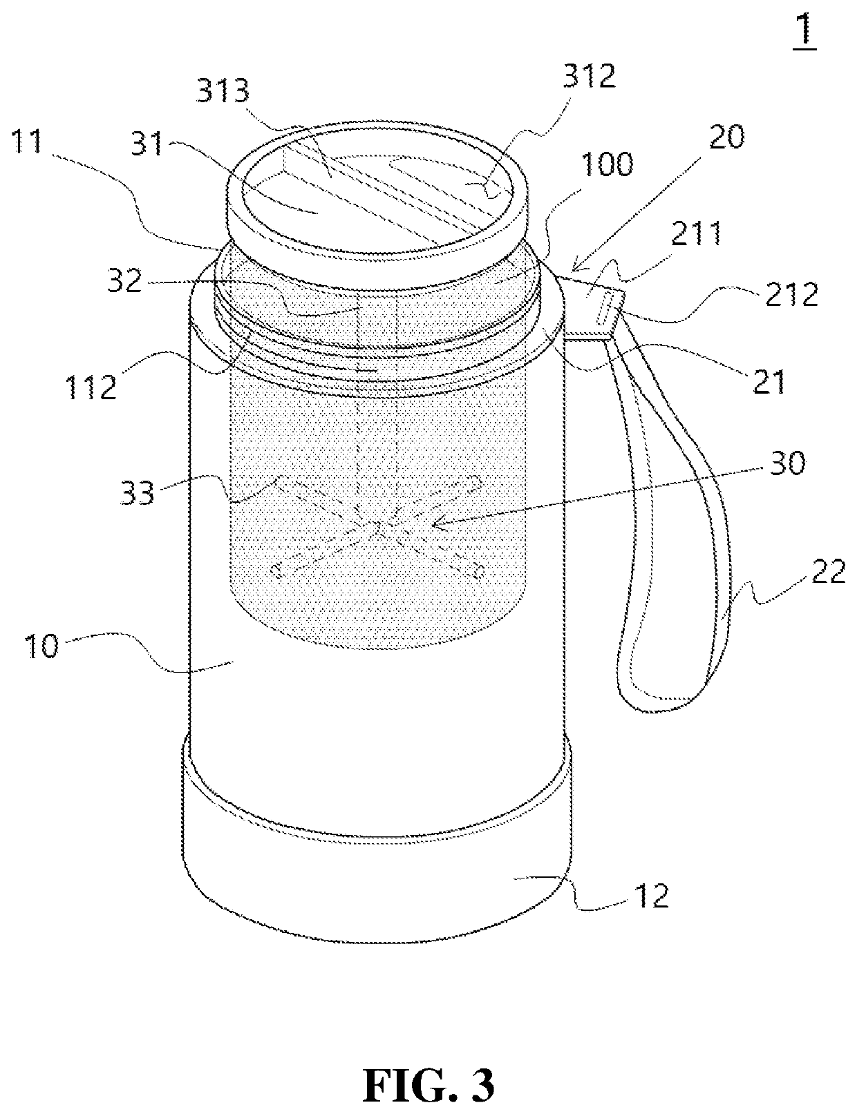 Functional water bottle with ice forming core and ice making tool