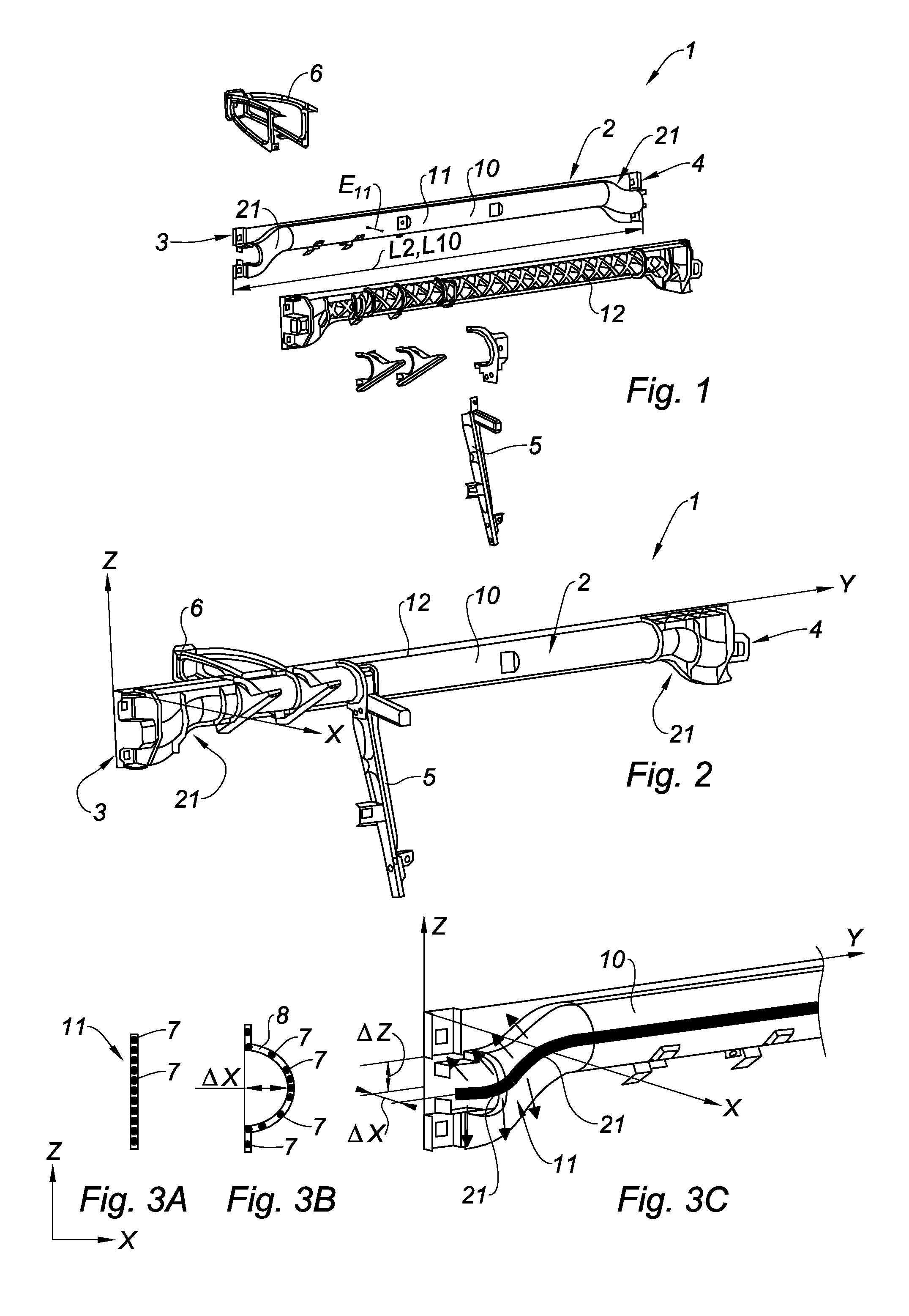 Crossmember made of a fiber-reinforced composite material for a vehicle dashboard and method for manufacturing same