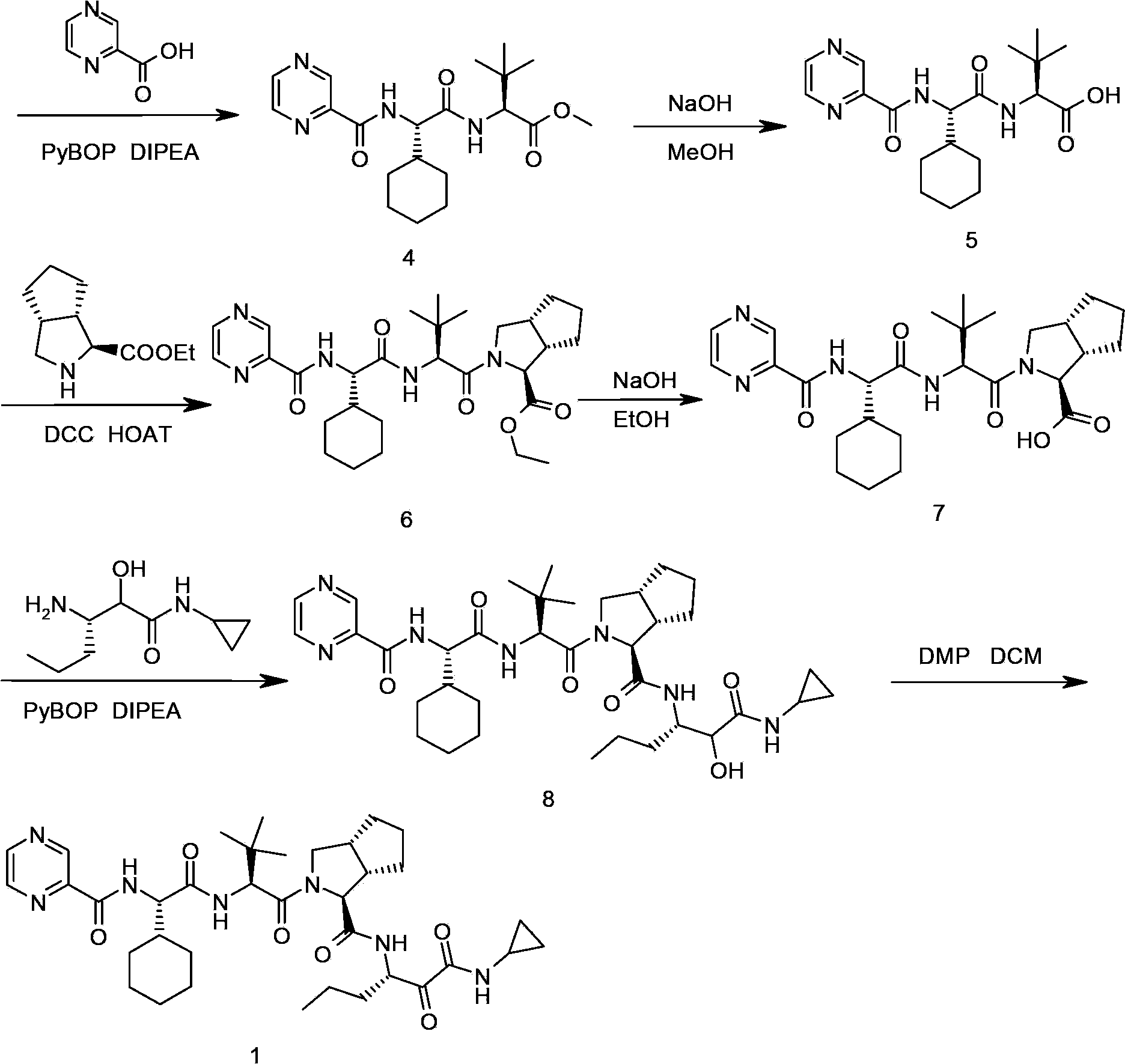 Telaprevir and preparation method of telaprevir intermediate