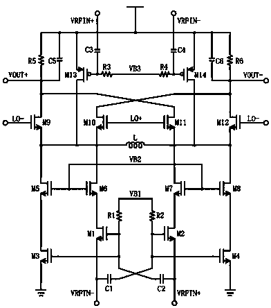 Fusion structure of LNA (low noise amplifier) and frequency mixer
