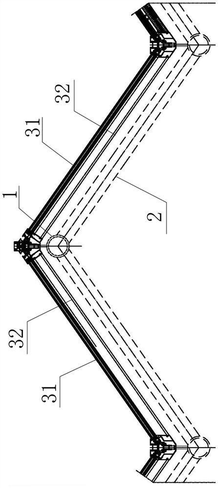 Semi-unit type daylighting roof glass panel, daylighting roof glass curtain wall and construction method of daylighting roof glass curtain wall