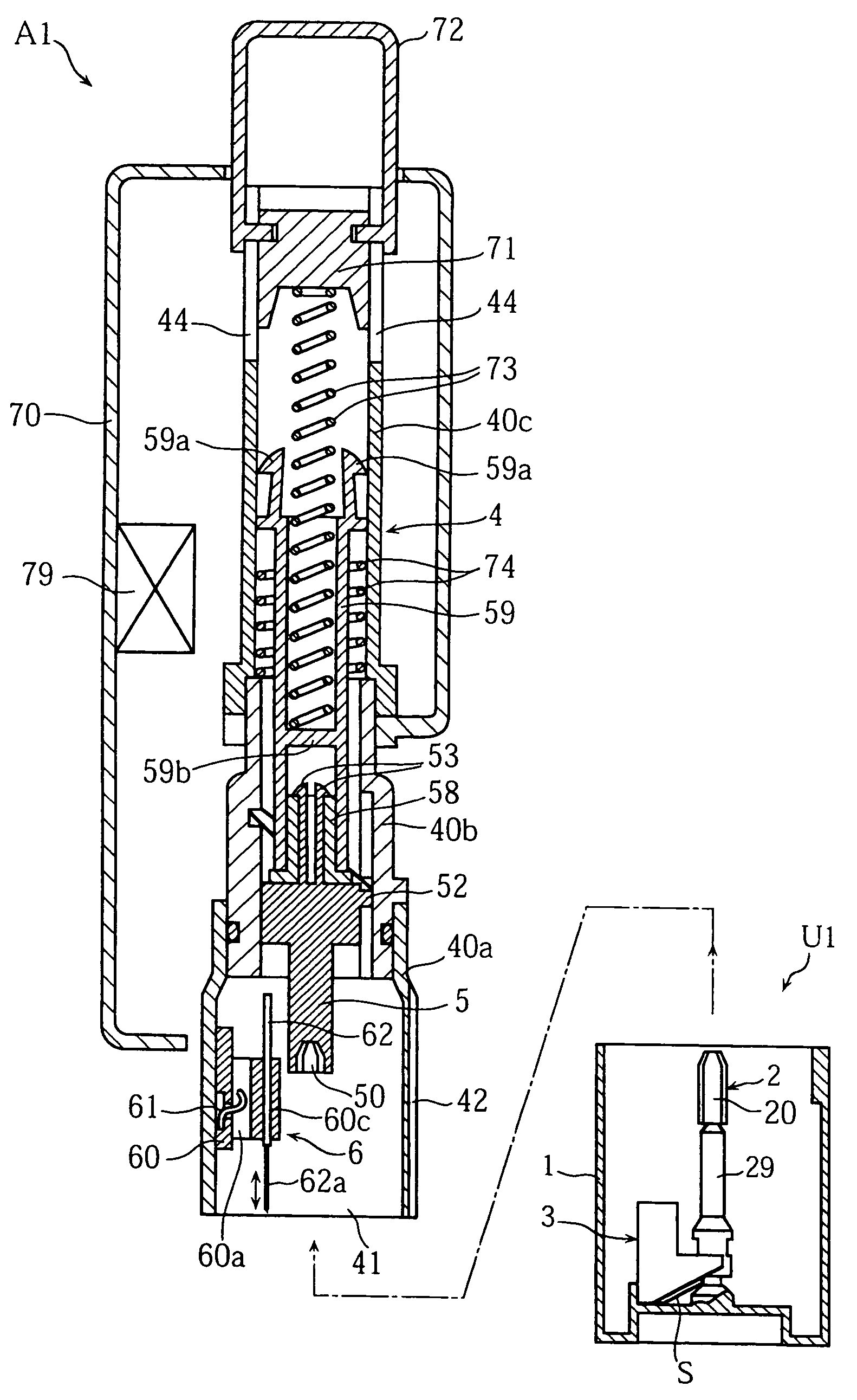 Unit for piercing, and piercing device