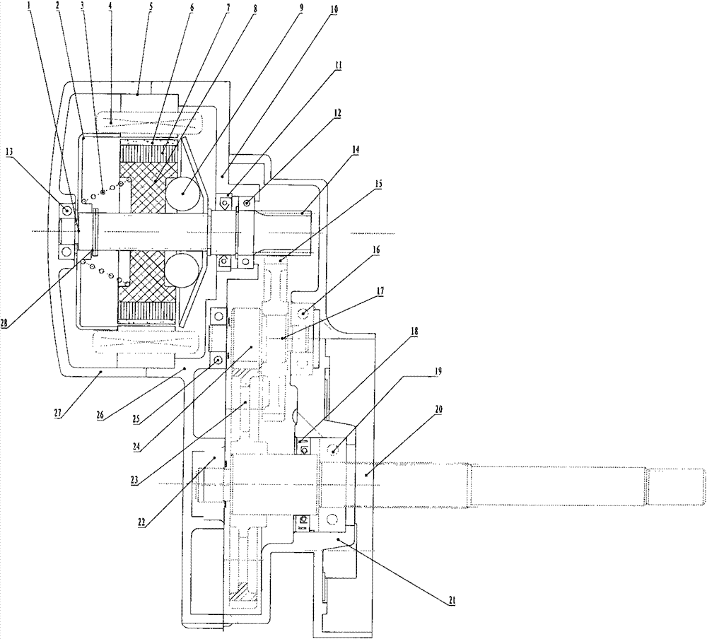 Permanent magnetic brushless speed-changing motor for electric vehicle and method thereof