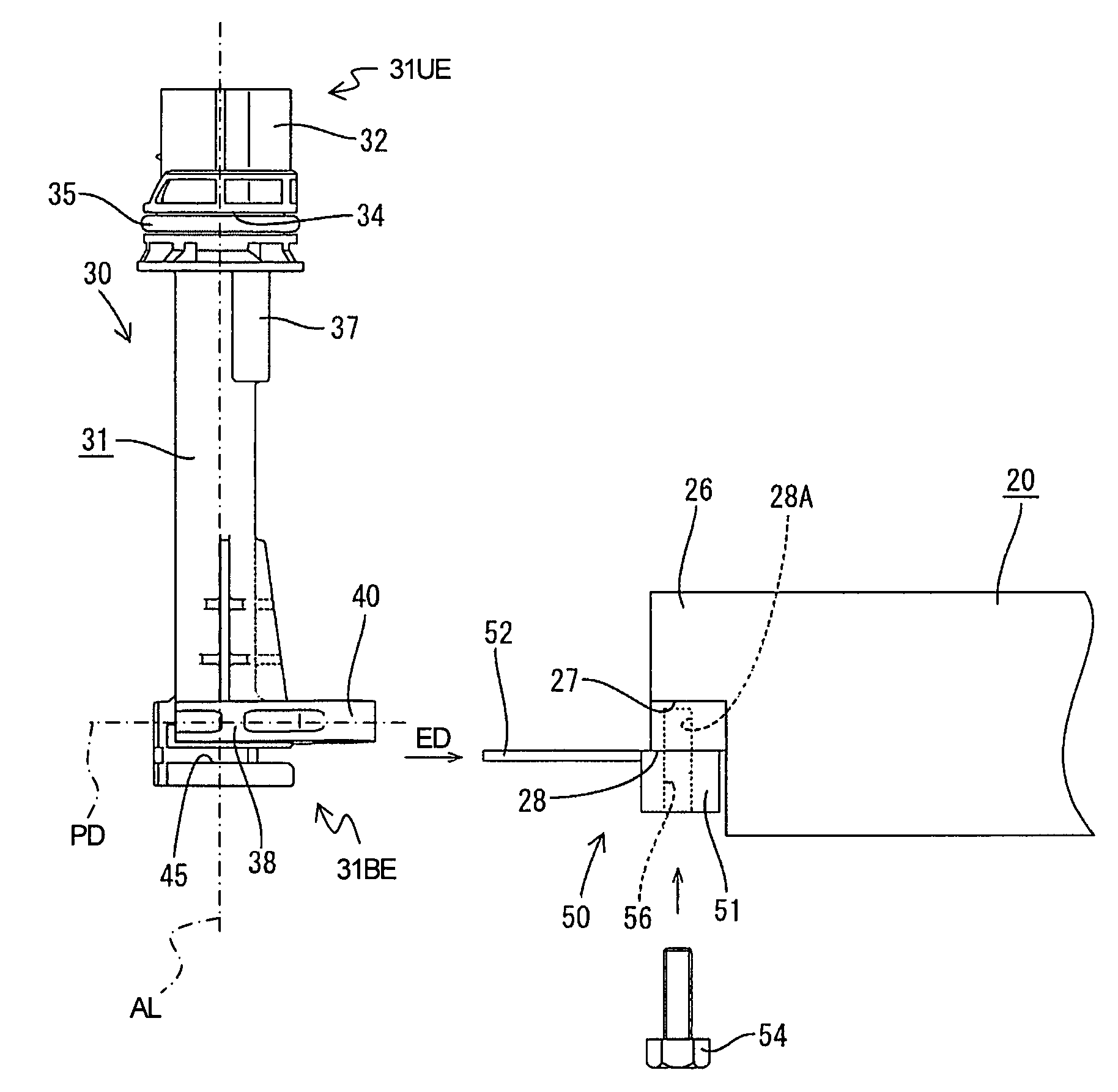 Connector mounting construction and method