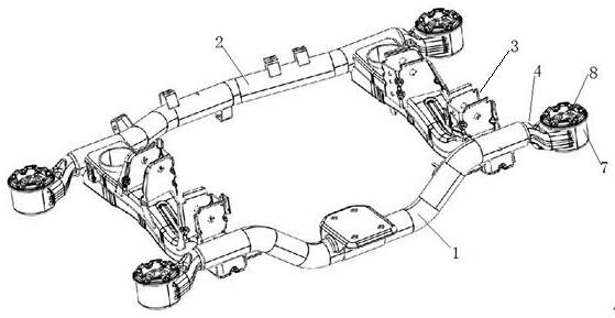Auxiliary frame structure for car chassis