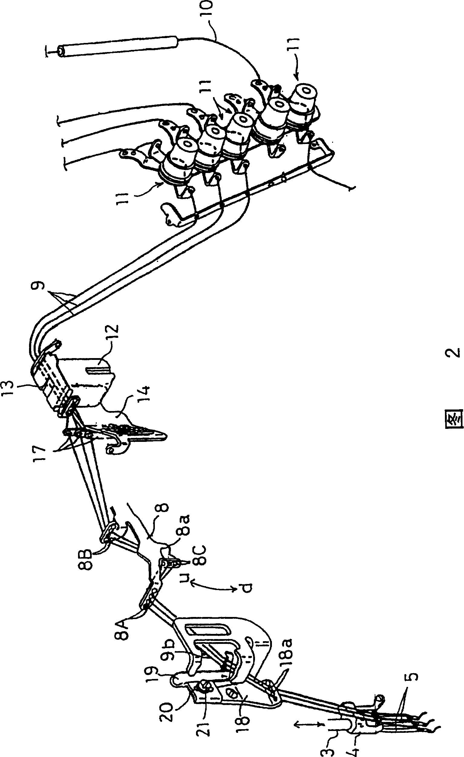 Needle thread feeding device of sewing machine