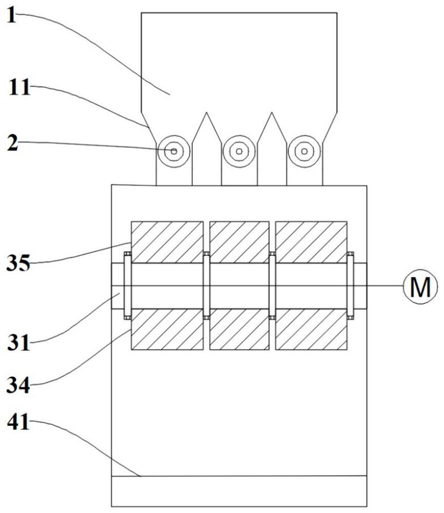 Viscous organic solid waste uniform distribution type feeding pyrolysis system