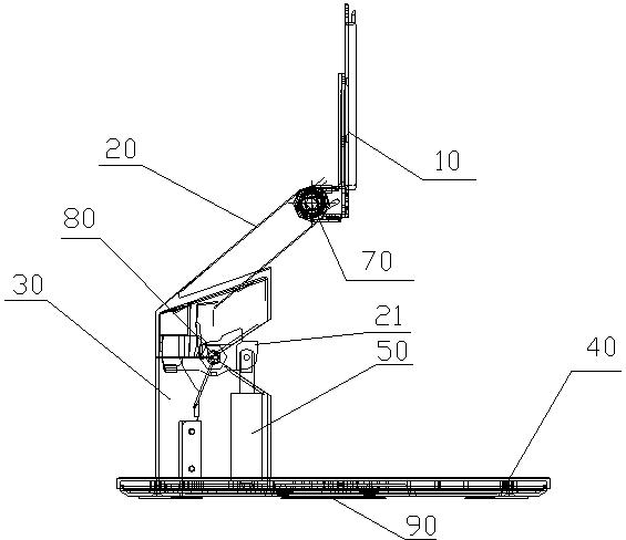 Folding bracket for gas-spring swinging structure displays
