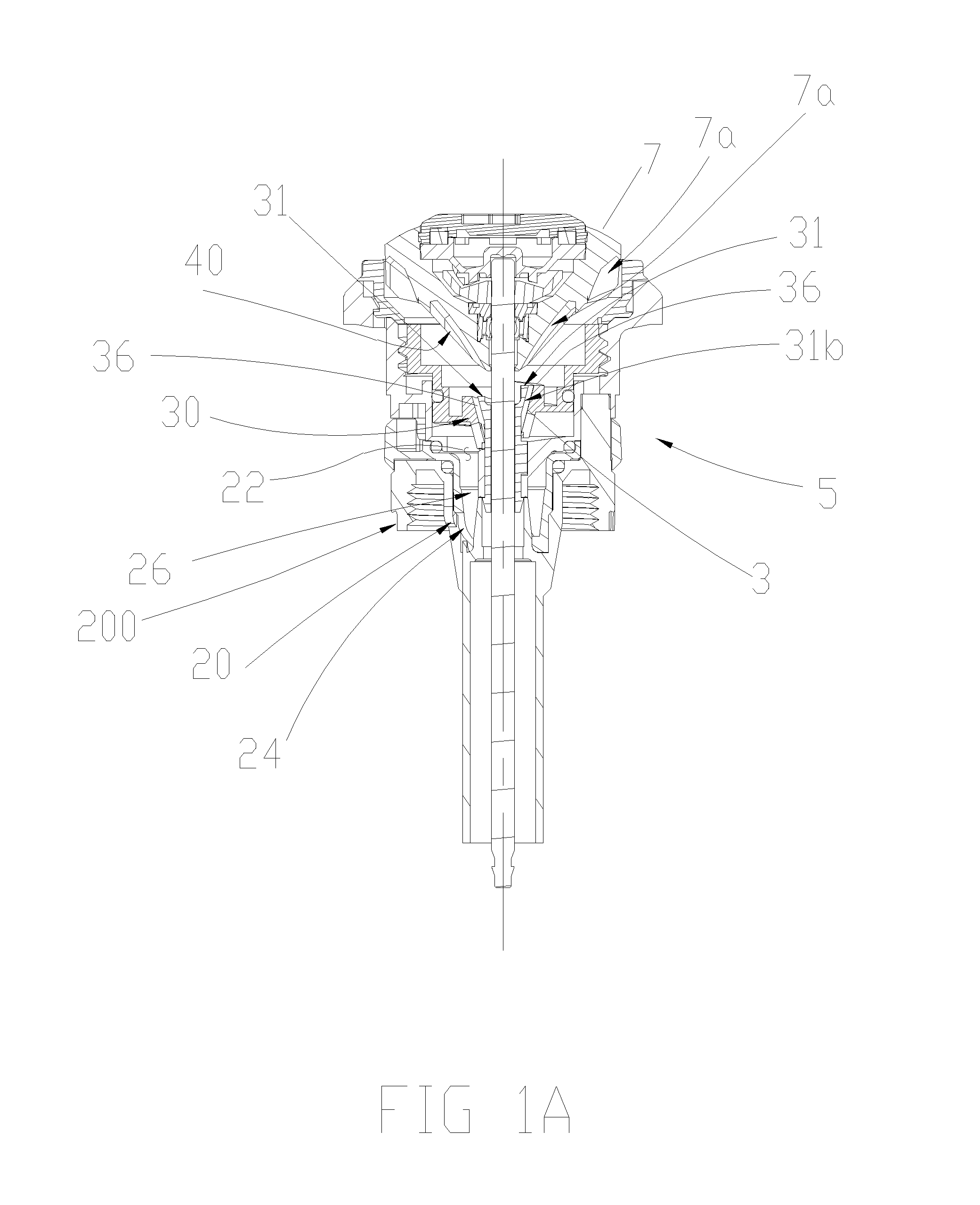 Adjustable arc of coverage cone nozzle rotary stream sprinkler with stepped and spiraled valve element