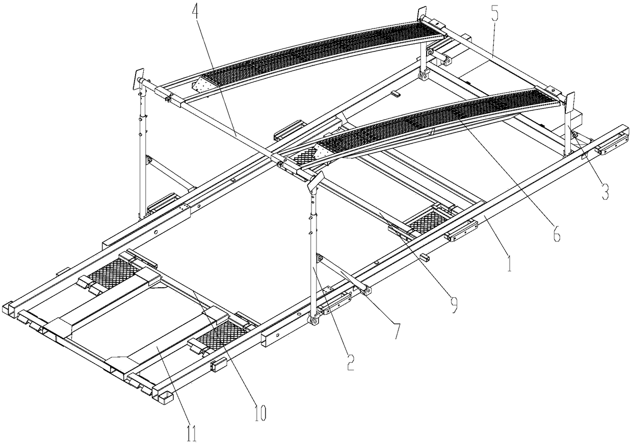 Dual-layer foldable telescopic type multi-vehicle commodity car carrying support for container