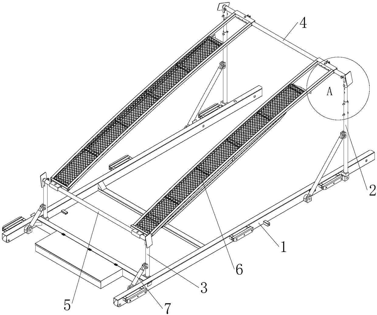 Dual-layer foldable telescopic type multi-vehicle commodity car carrying support for container