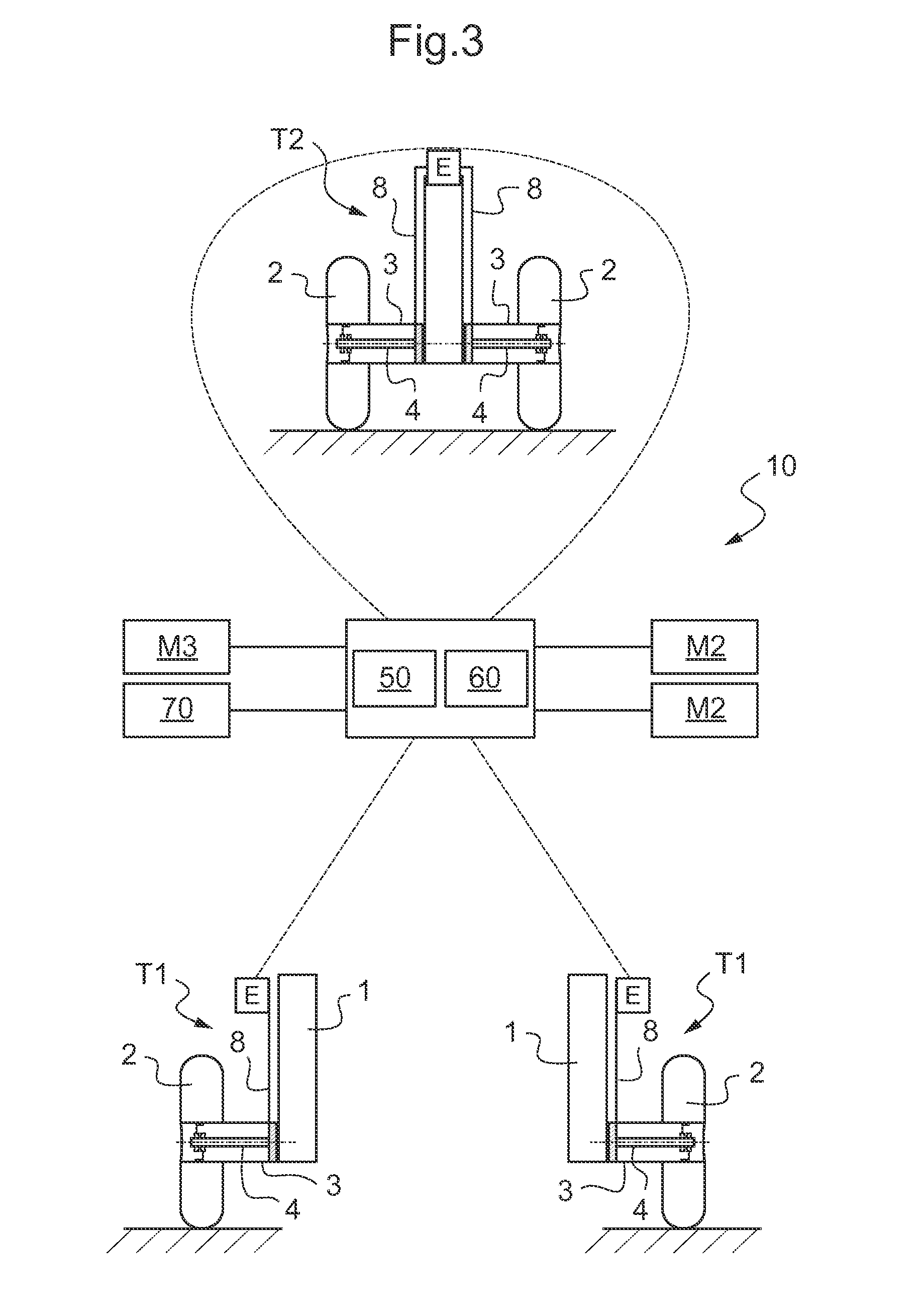 On-board device for measuring the weight of an aircraft and the position of its center of gravity