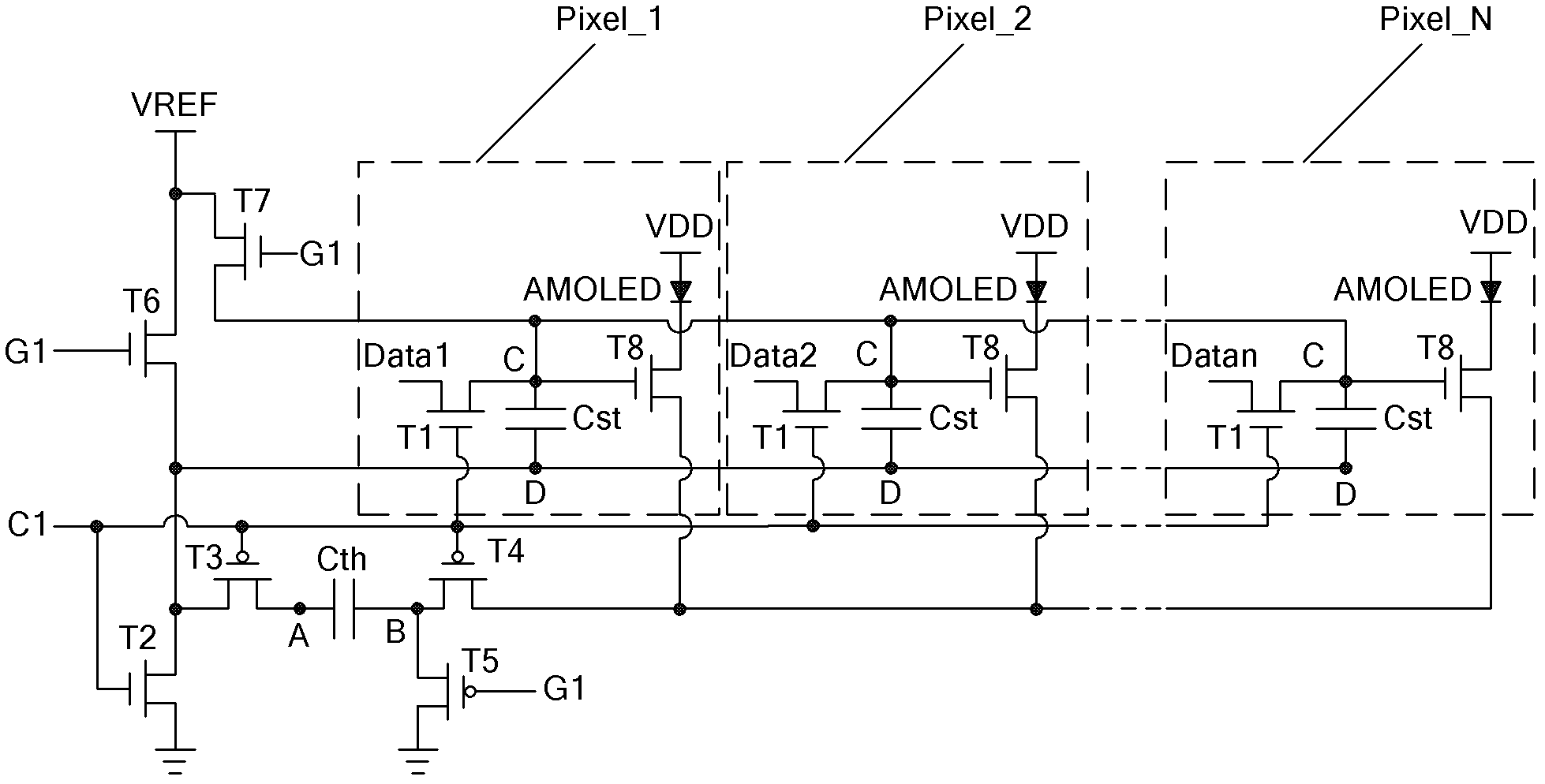 AMOLED (active matrix/organic light emitting diode) drive compensation circuit and method and display device thereof