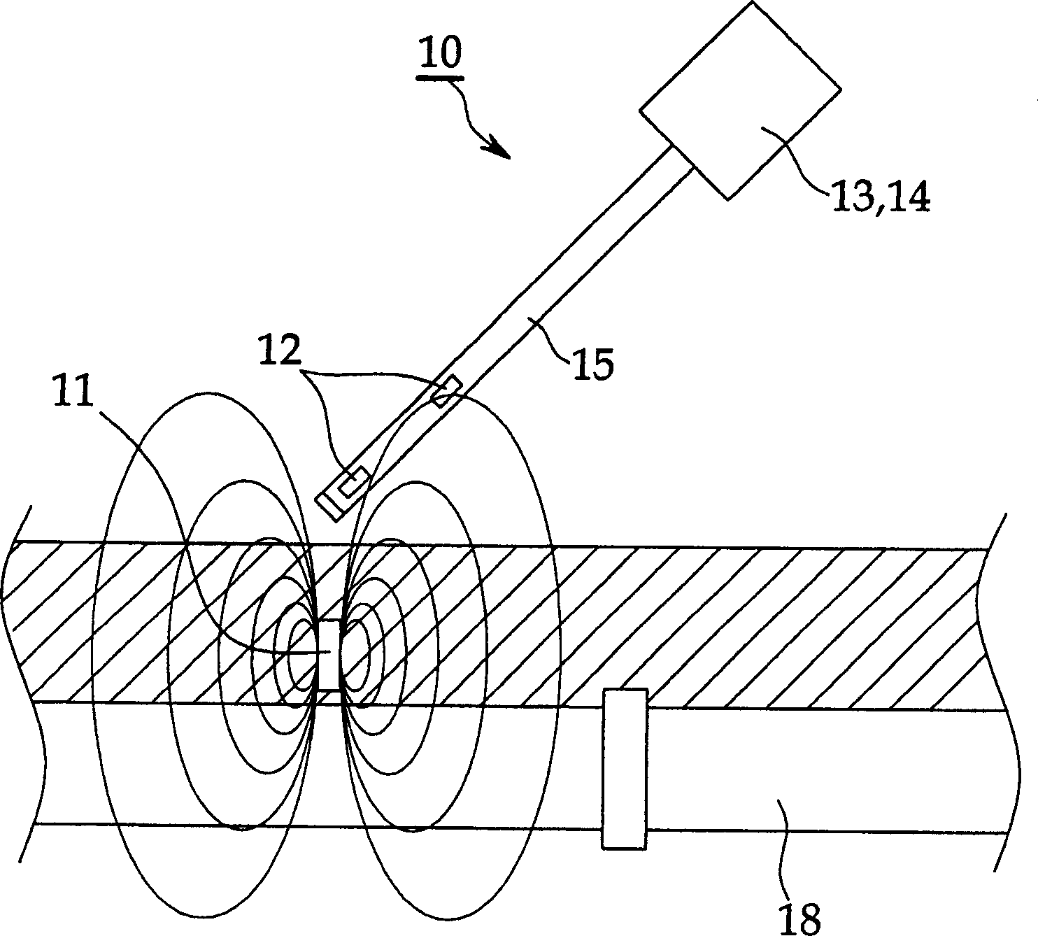 Magnetic mark detector for detecting location of buried objects utilizing magnetic mark