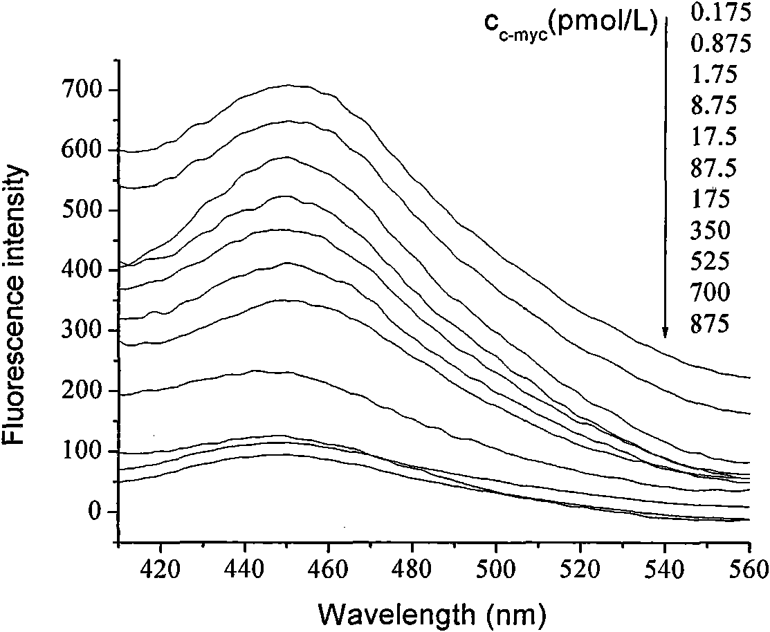Fluorescence spectrometry method for oncogene C-myc protein