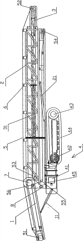 Track self-shifting transfer conveyor for mine