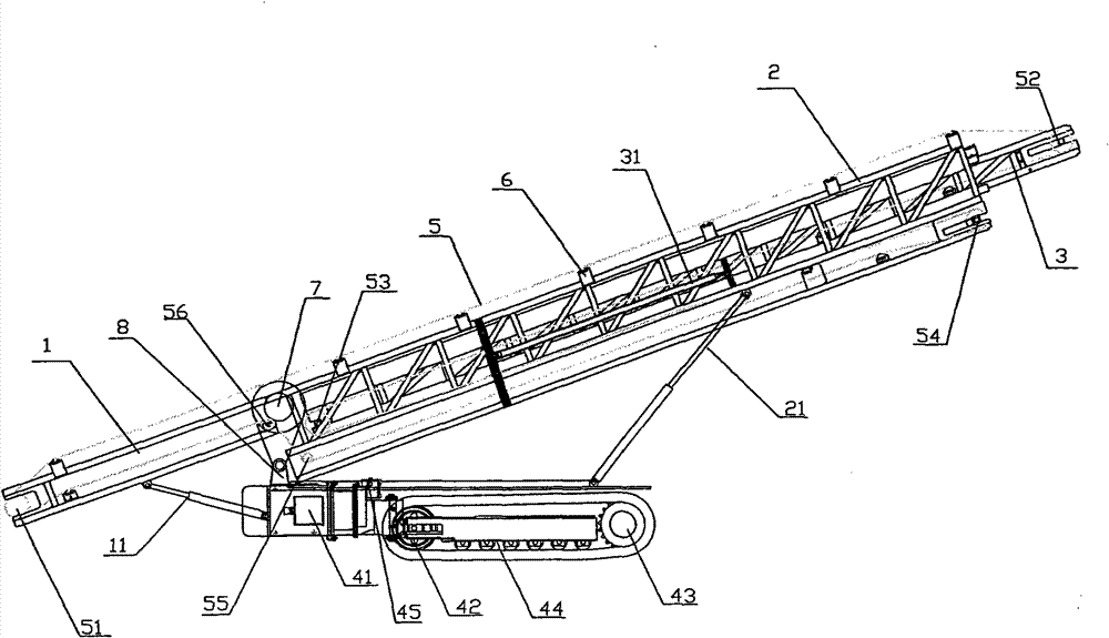 Track self-shifting transfer conveyor for mine