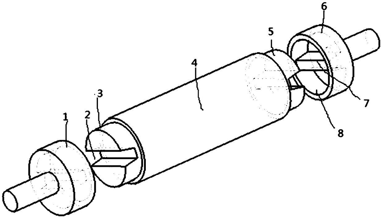 A high-speed motor rotor with grooves at both ends of a permanent magnet and a key shaft integrated