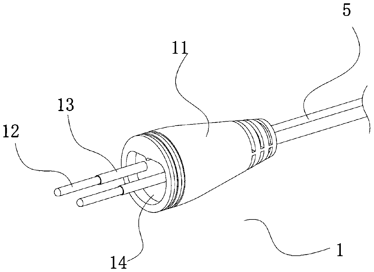 Electronic detonator leg wire tail end connecting device and electronic detonator