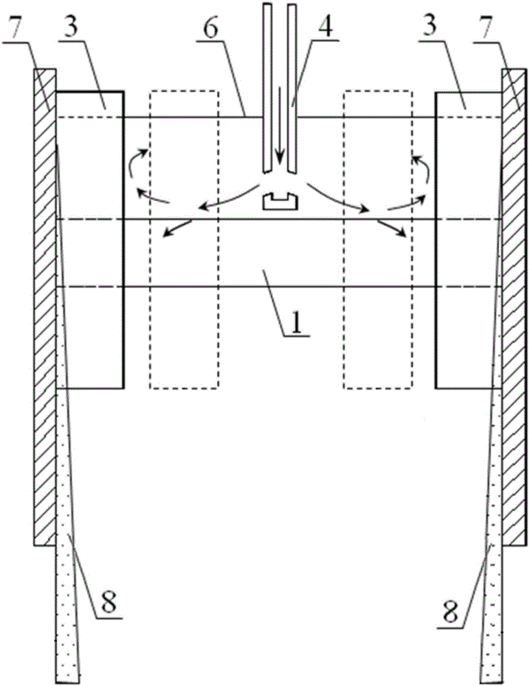 Vertical type electromagnetic braking device for controlling flow of molten steel in continuous casting crystallizer