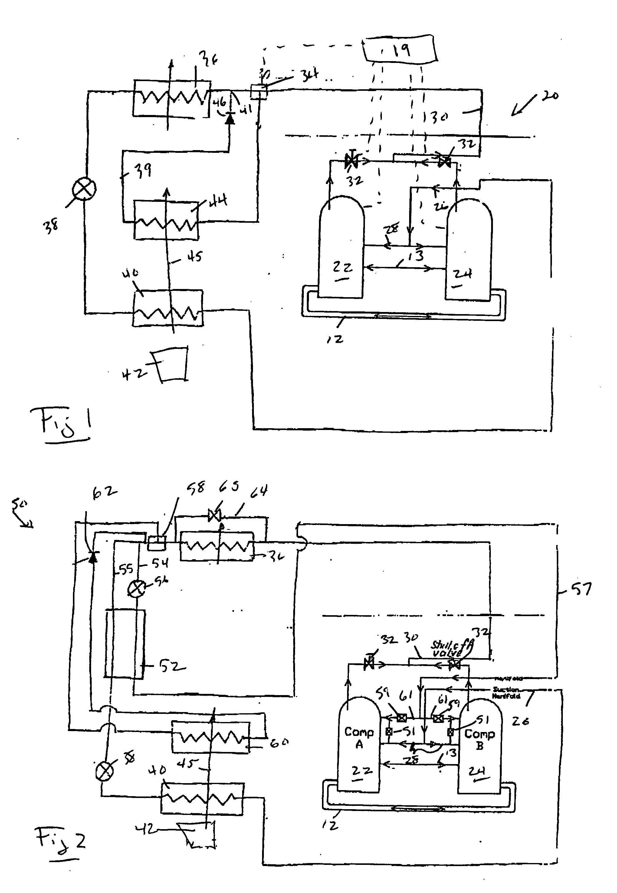 Refrigerant system with tandem compressors and reheat function