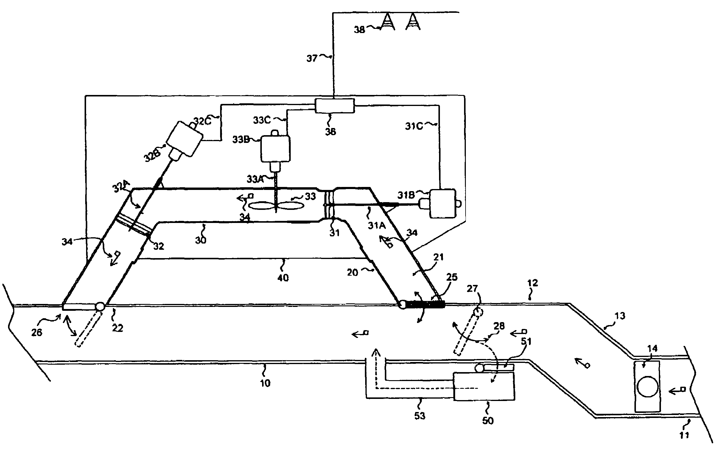 Waste water electrical power generating system with storage system and methods for use therewith