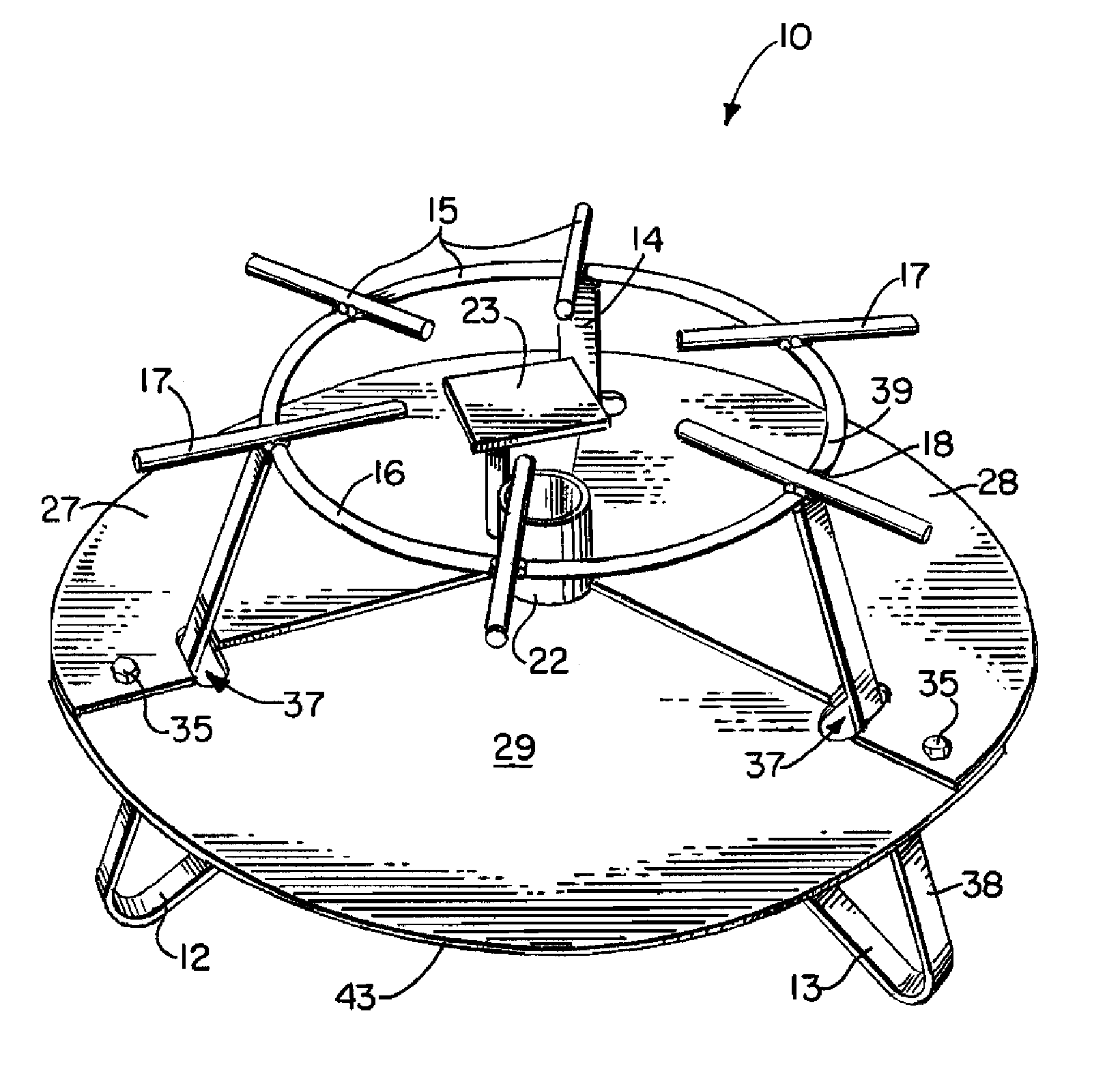 Outdoor cooking apparatus with removable heat shield