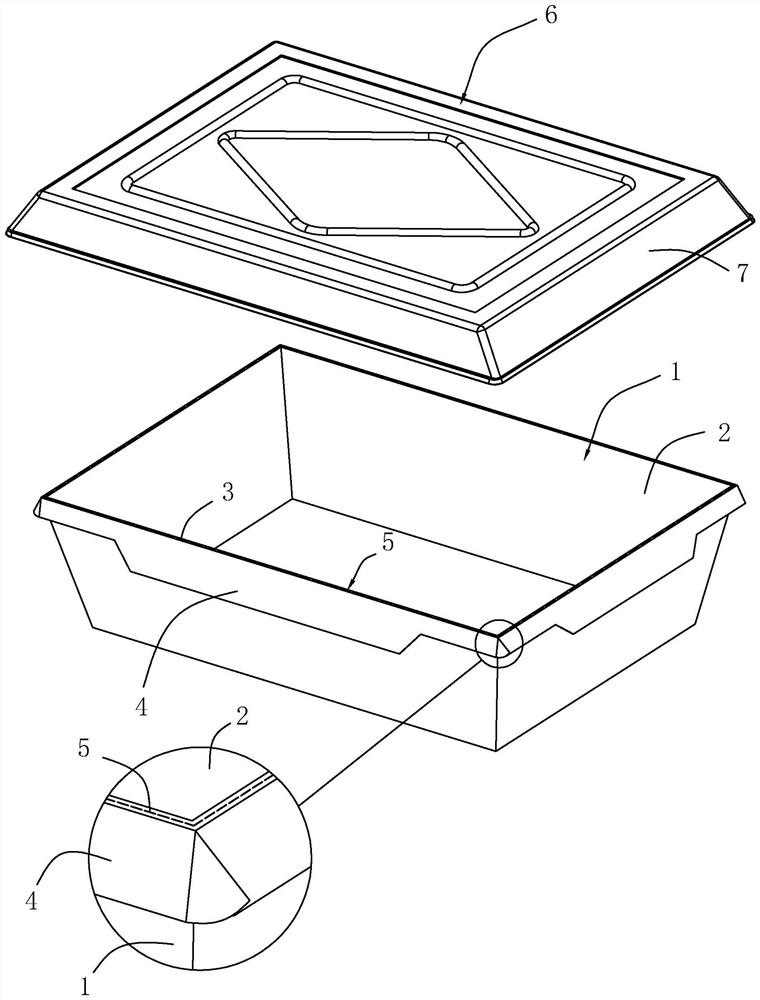 Edge-folded corner-wrapped lunch box and lunch box using method