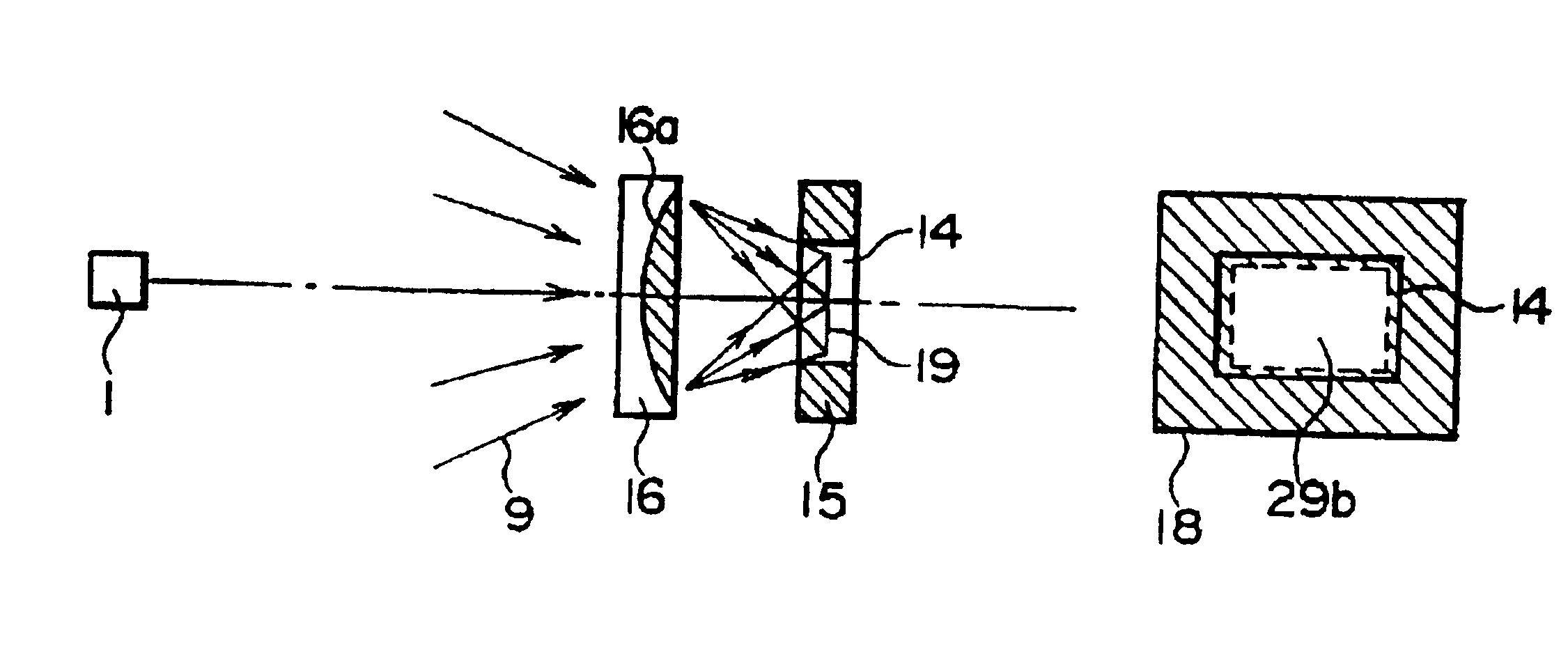 Liquid crystal display element and micro-lens arrangement and a display using the same