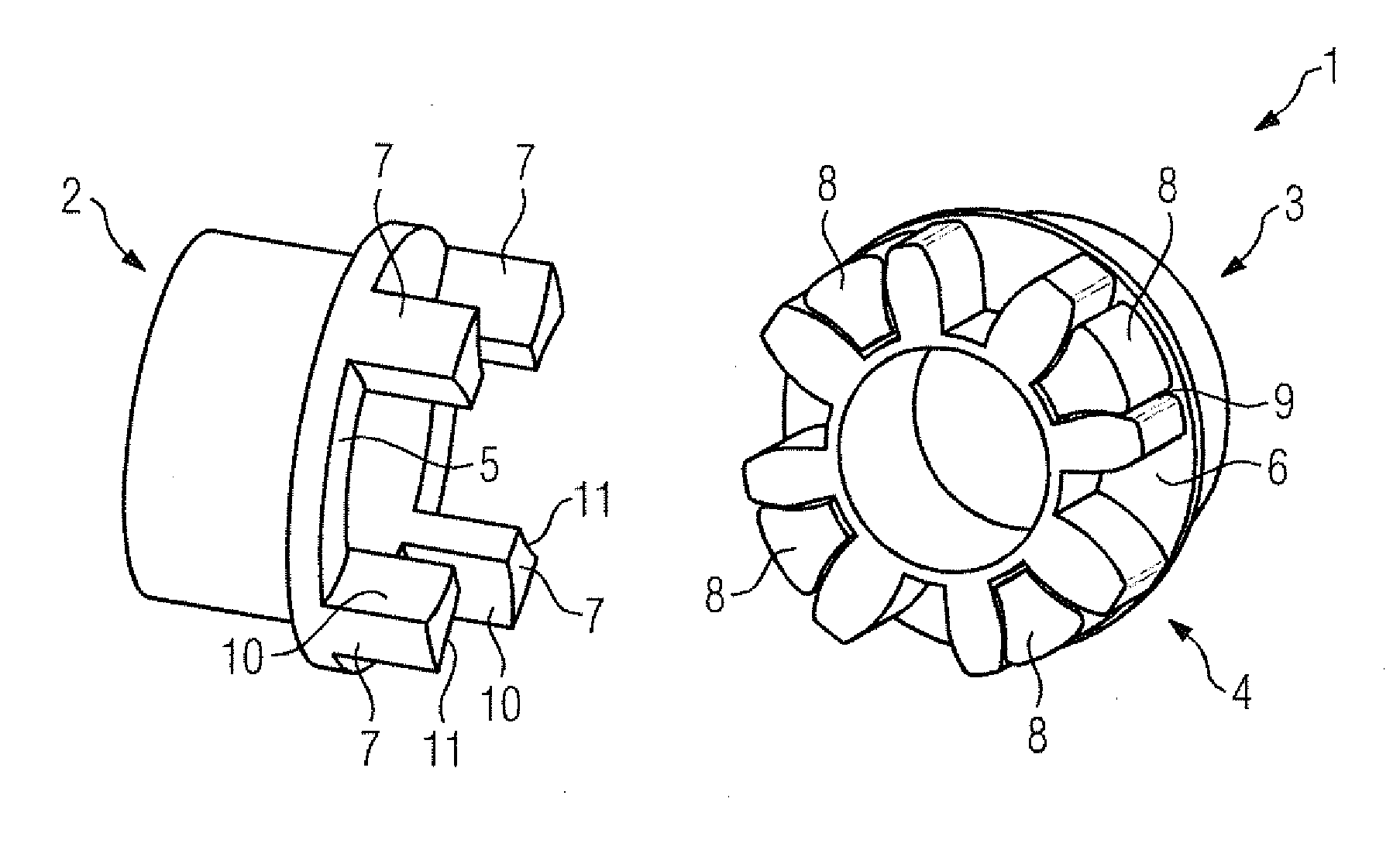 Pressure body arrangement for a claw coupling