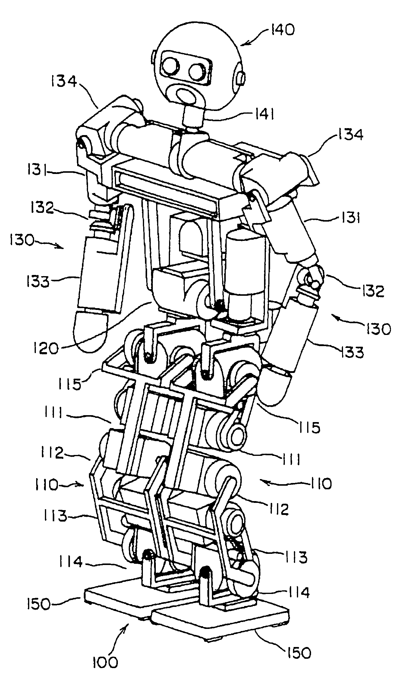 Leg device for leg type movable robot, and method of controlling leg type movable robot