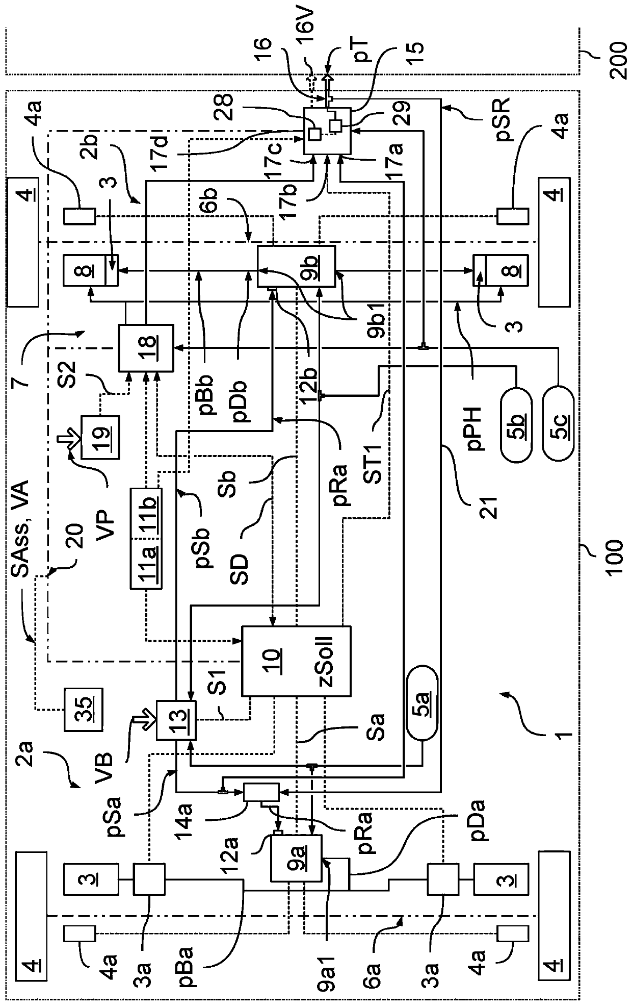 Electronically controllable braking system and method for controlling the electronically controllable braking system