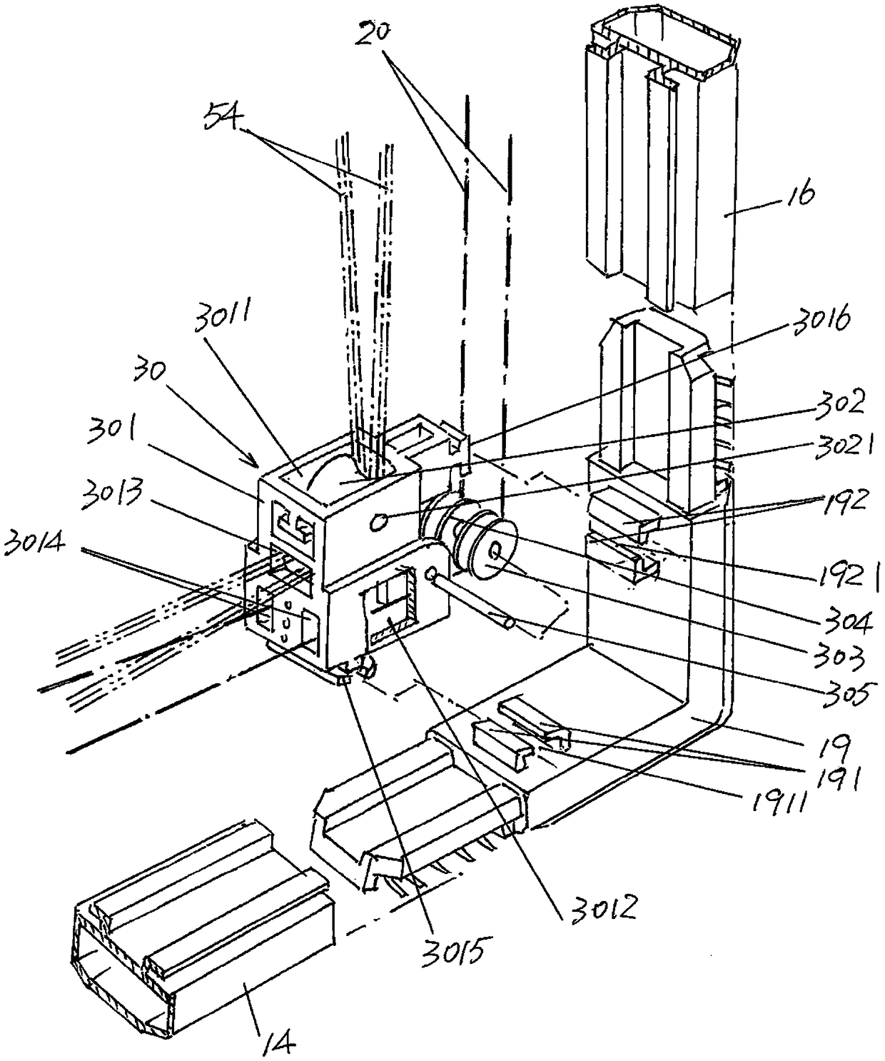 Hollow glass built-in shutter with optional longitudinal and transverse control functions